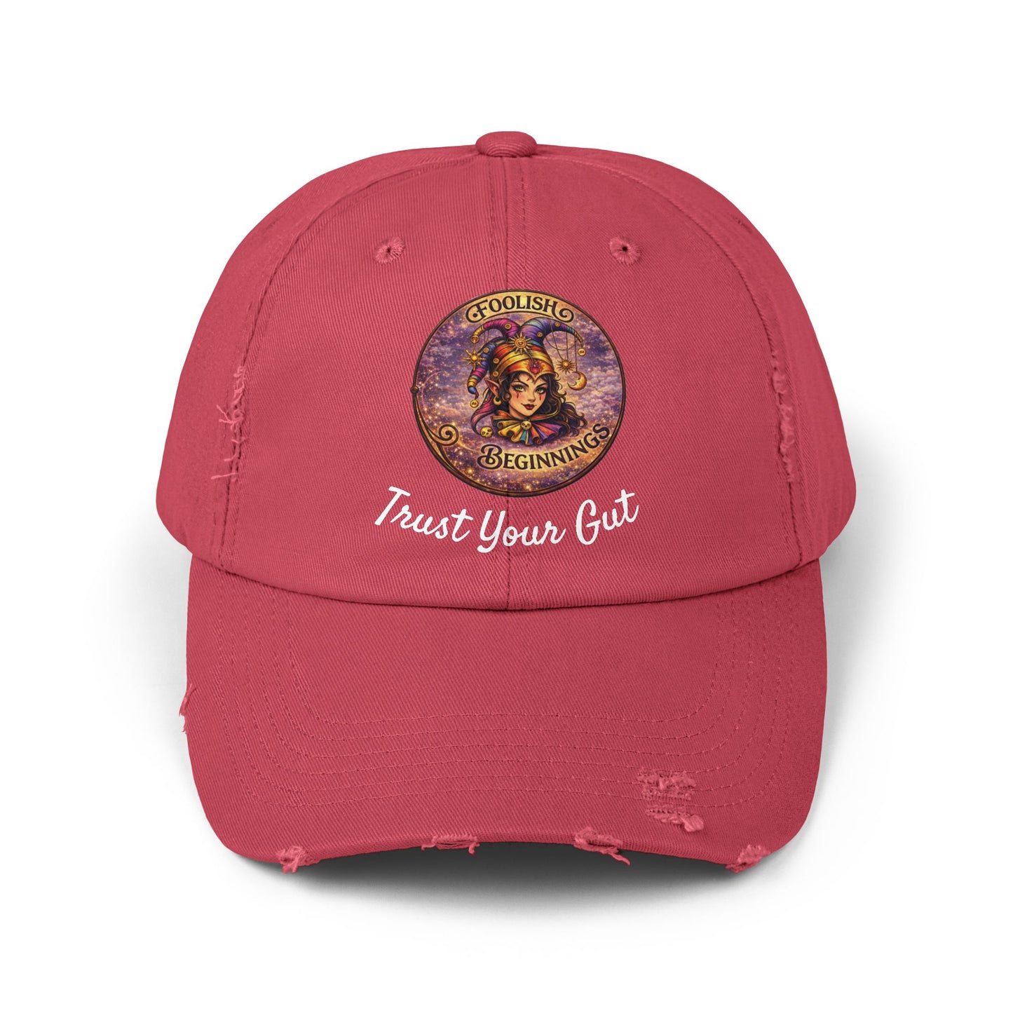 Unisex Distressed Cap - Foolish Beginnings "Trust Your Gut" Vintage Style