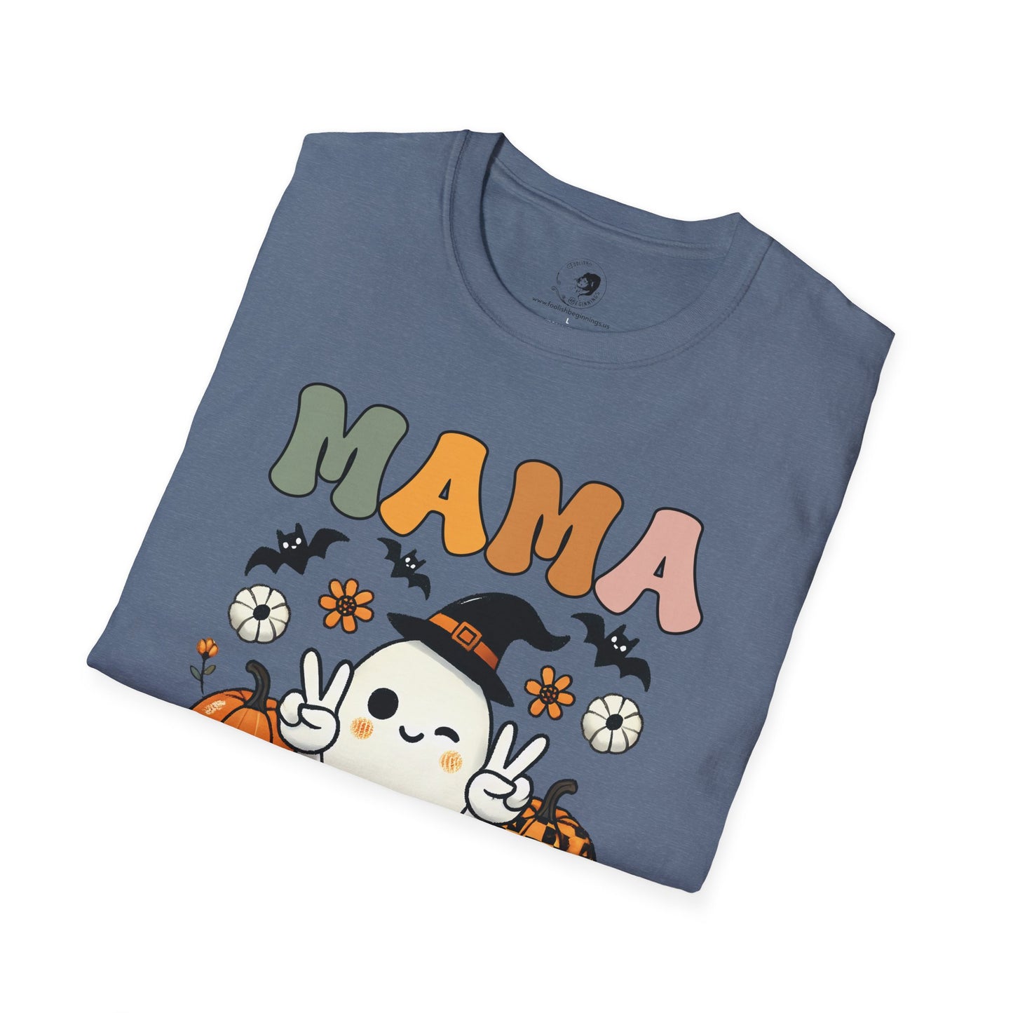 Mama with Ghost and Pumpkins - Mama Dearest Collection Unisex Softstyle Shirt