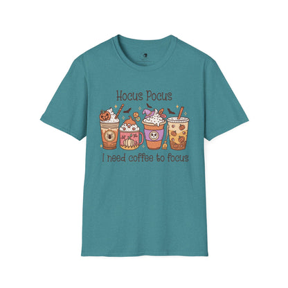 Hocus Pocus I Need COFFEE To Focus - Unisex Softstyle Shirt for the Soft Spookster
