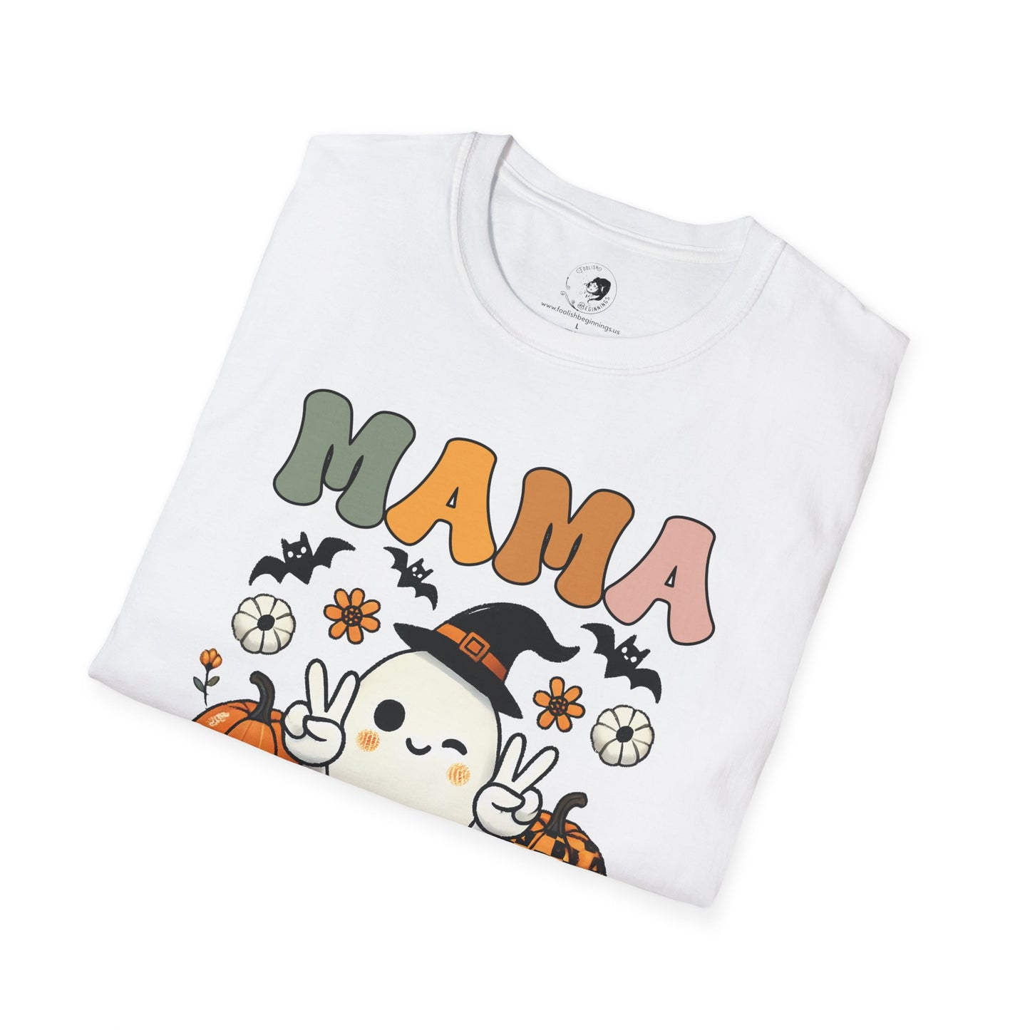 Mama with Ghost and Pumpkins - Mama Dearest Collection Unisex Softstyle Shirt