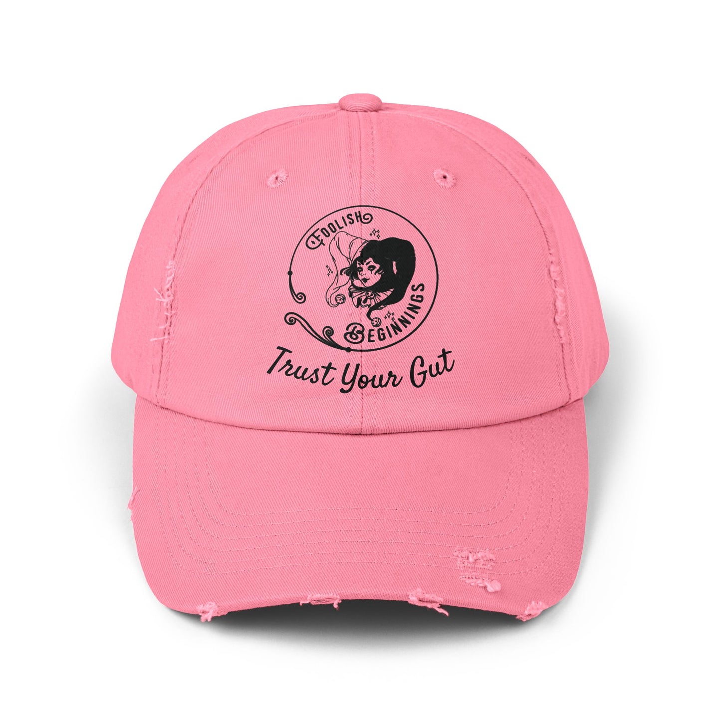 Unisex Distressed Cap - Foolish Beginnings "Trust Your Gut" Vintage Style