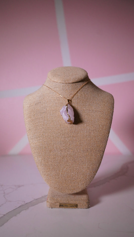 Natural Pink Amethyst Gold Plated Semi Precious Necklace