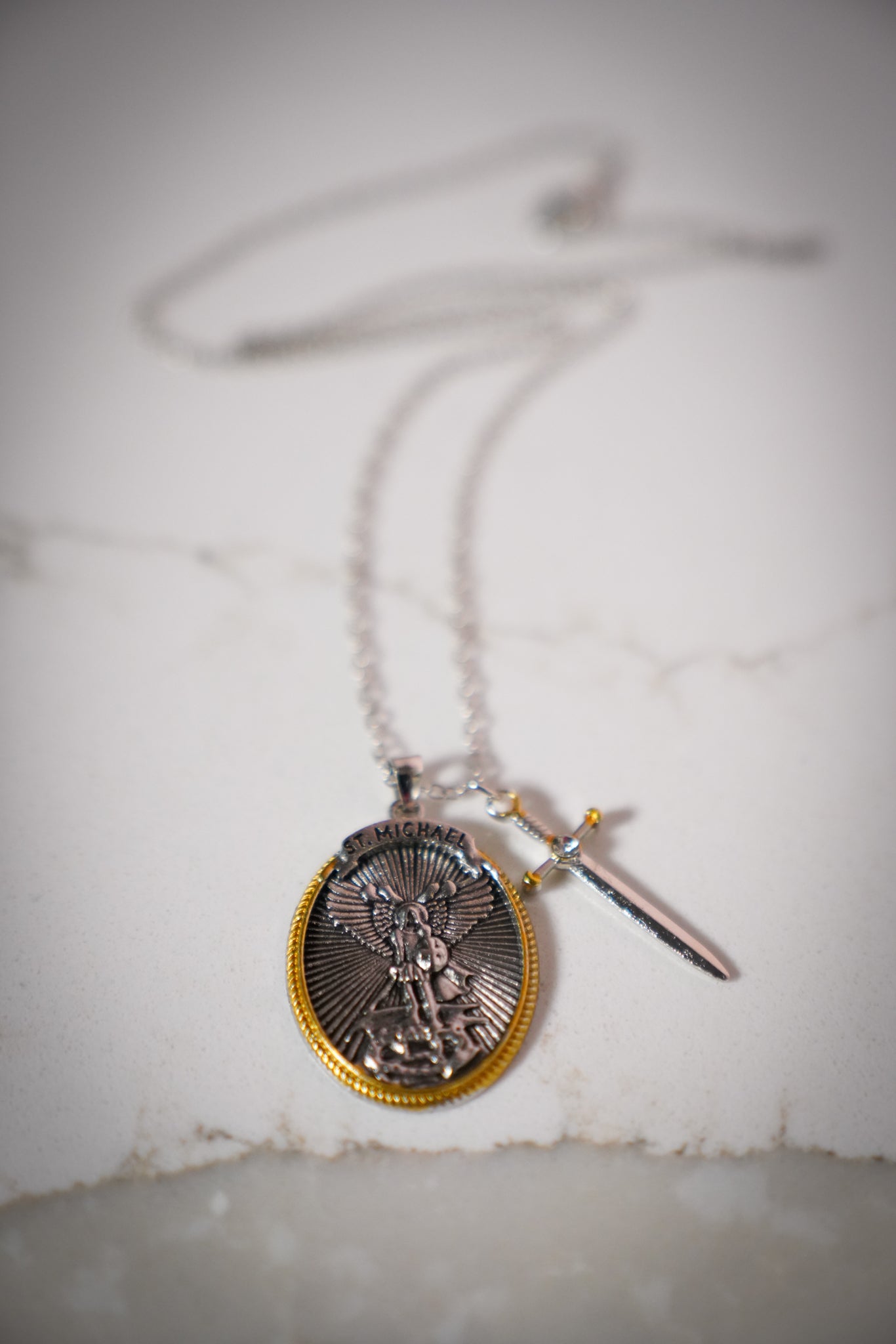 Multi-Use St. Michael the Archangel Pendant Necklace / Keychain Bundle